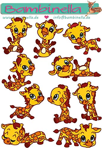 Bambinella Stickerparade – Giraffe - 10 Sticker aus PVC-Folie nur für Glatte Oberflächen. von Bambinella