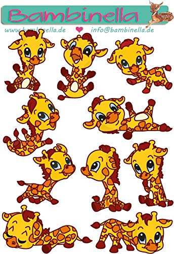 Bambinella Stickerparade – Giraffe - 10 Sticker aus PVC-Folie nur für Glatte Oberflächen. von Bambinella
