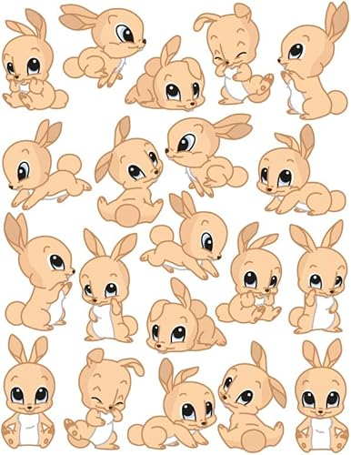 Bambinella Stickerparade – Hase Bunny - 20 Sticker aus PVC-Folie nur für glatte Oberflächen. von Bambinella