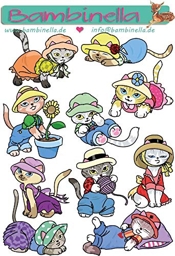 Bambinella Stickerparade – Katzen in Kleidung - 10 Sticker aus PVC-Folie nur für Glatte Oberflächen. Bambinella Stickerparade – Katzen in Kleidung - 10 Sticker aus PVC-Folie nur für Glatte Oberflächen. von Bambinella