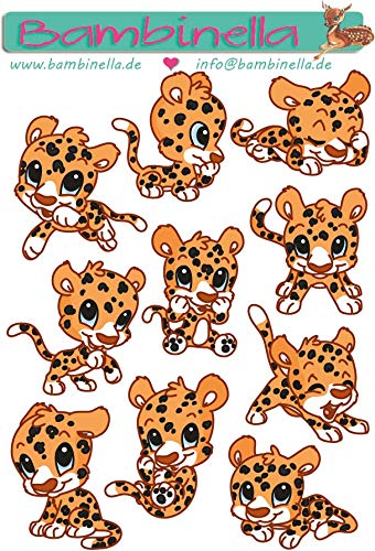 Bambinella Stickerparade – Leopard - 10 Sticker aus PVC-Folie nur für Glatte Oberflächen. von Bambinella