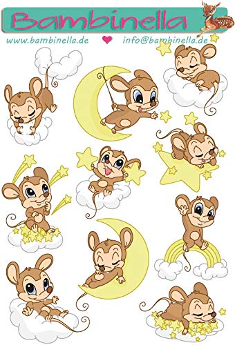 Bambinella Stickerparade – Maus über den Wolken - 10 Sticker aus PVC-Folie nur für Glatte Oberflächen. Bambinella Stickerparade – Maus über den Wolken - 10 Sticker aus PVC-Folie nur für Glatte Oberflächen. von Bambinella