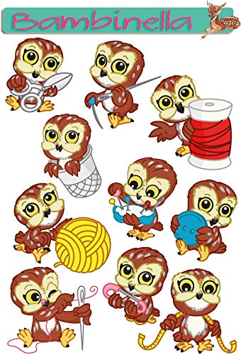 Bambinella Stickerparade – Nähende Eule - 10 Sticker aus PVC-Folie nur für Glatte Oberflächen. Bambinella Stickerparade – Nähende Eule - 10 Sticker aus PVC-Folie nur für Glatte Oberflächen. von Bambinella