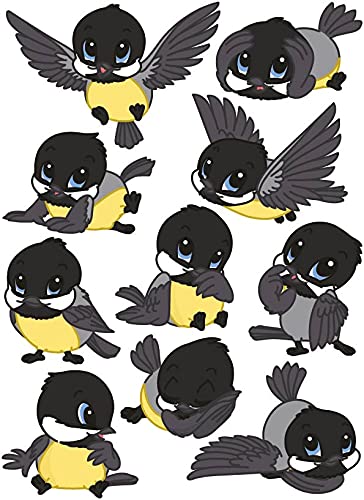 Bambinella Stickerparade – Vogel Kohlmeise - 10 Sticker aus PVC-Folie nur für Glatte Oberflächen. von Bambinella