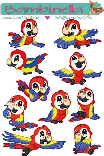 Bambinella Stickerparade – Vogel Papagei rot - 10 Sticker aus PVC-Folie nur für Glatte Oberflächen. Bambinella Stickerparade – Vogel Papagei rot - 10 Sticker aus PVC-Folie nur für Glatte Oberflächen. von Bambinella