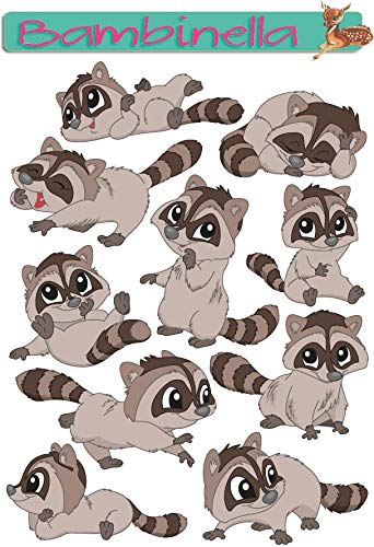 Bambinella Stickerparade – Waschbär - 10 Sticker aus PVC-Folie nur für Glatte Oberflächen. Bambinella Stickerparade – Waschbär - 10 Sticker aus PVC-Folie nur für Glatte Oberflächen. von Bambinella