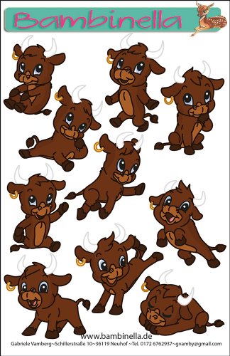 Bambinellas Stickerparade - 10 Sticker - Motiv: Bullen Stiere von Bambinella