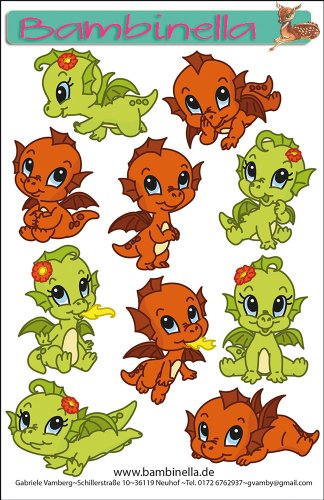 Bambinellas Stickerparade - 10 Sticker - Motiv: Drache Bambinellas Stickerparade - 10 Sticker - Motiv: Drache von Bambinella