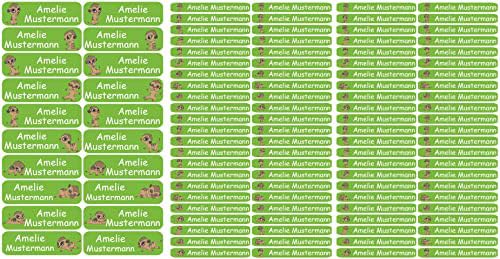 NEUHEIT: Bambinella® Namensticker mit Klassentier - personalisiert - mind. 112 Klebe-Etiketten auf 3 Blatt von Bambinella
