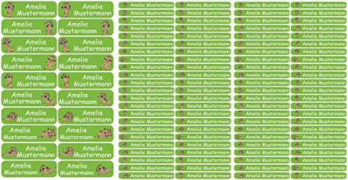 NEUHEIT: Bambinella® Namensticker mit Klassentier - personalisiert - mind. 112 Klebe-Etiketten auf 3 Blatt von Bambinella