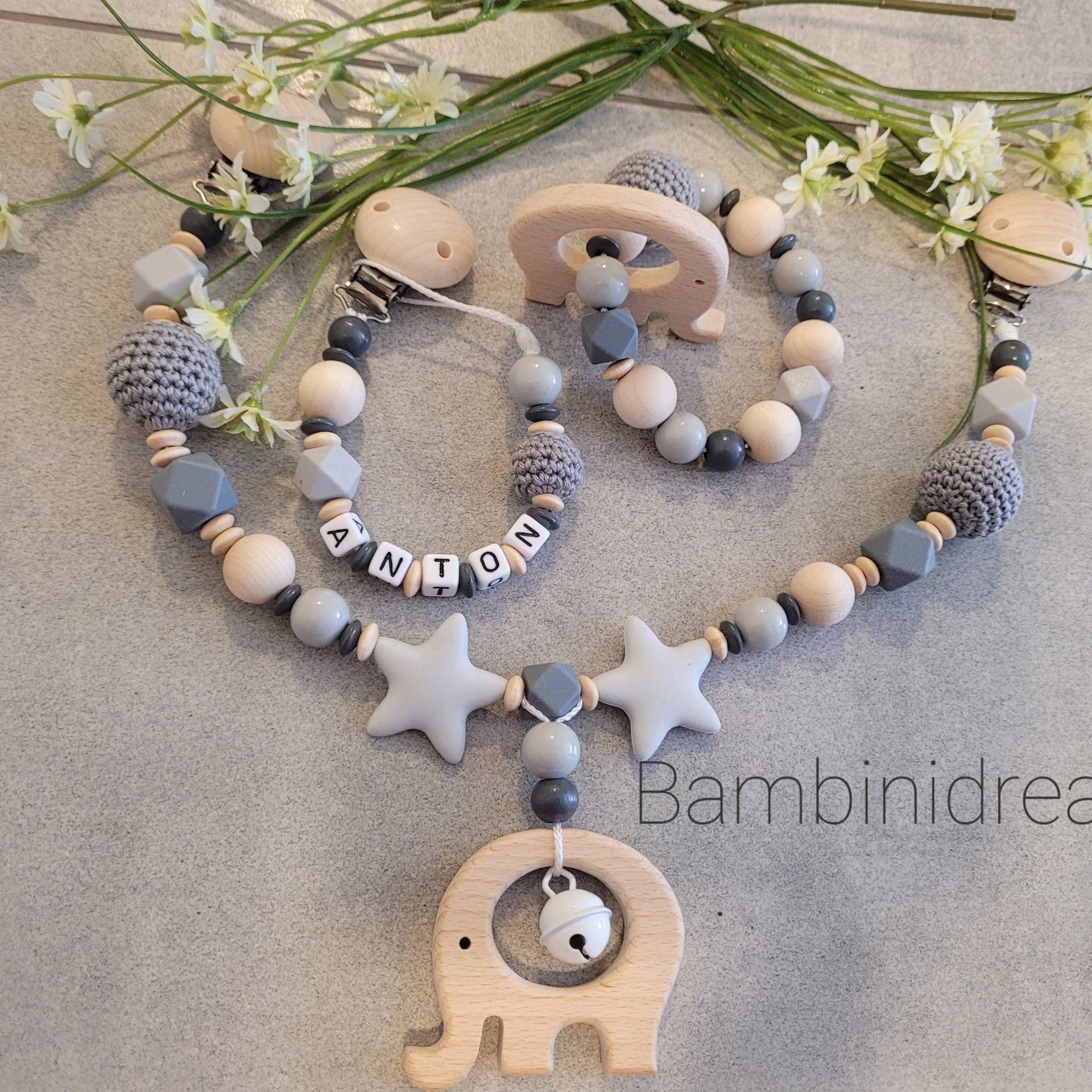 Kinderwagenketten Kinderwagenkette-Set 3Teiliges Kinderwagenkette Set Elefant Kinderwagenketten Kinderwagenkette-Set 3Teiliges Kinderwagenkette Set Elefant von Bambinidream