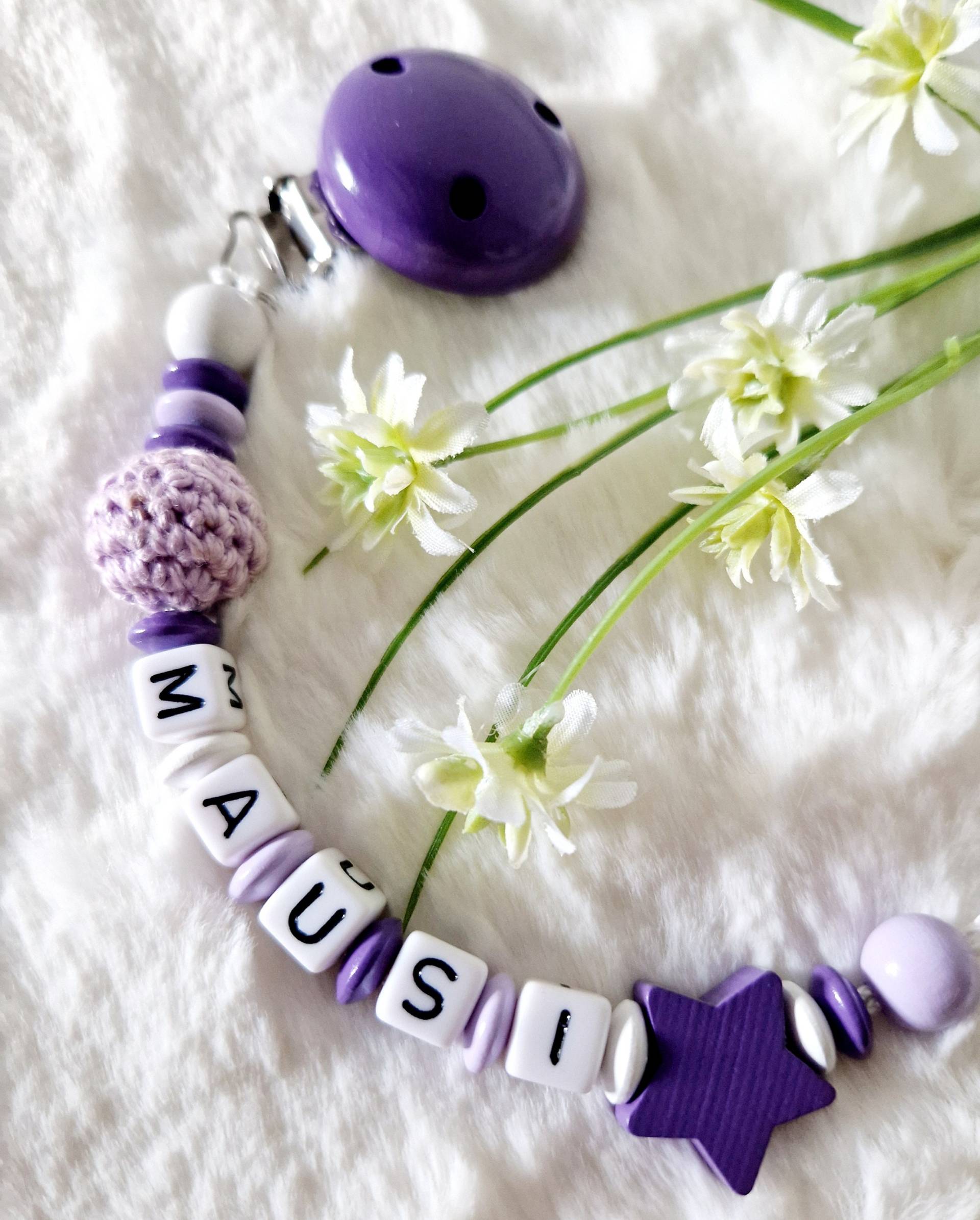 Schnullerkette Mädchen Lila |Baby Geschenk| Personalisiertegeschenke |Geburt Schnullerkette Mädchen Lila |Baby Geschenk| Personalisiertegeschenke |Geburt von Bambinidream