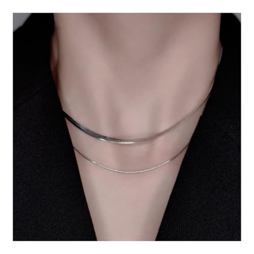 Bamboo Sea Halsketten, Doppellagige Schlangenknochenkette, Schlüsselbeinschmuck for Frauen, Alltagskette Halskette für Damen(Silver) von Bamboo Sea