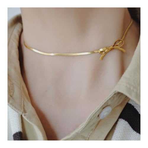 Bamboo Sea Halsketten, Elegante Schlangenknochen-Kettenkette for Damen – Minimalistischer personalisierter Schmuck Halskette für Damen(Gold) von Bamboo Sea