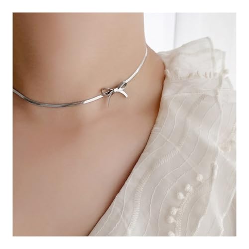Bamboo Sea Halsketten, Elegante Schlangenknochen-Kettenkette for Damen – Minimalistischer personalisierter Schmuck Halskette für Damen(Silver) von Bamboo Sea