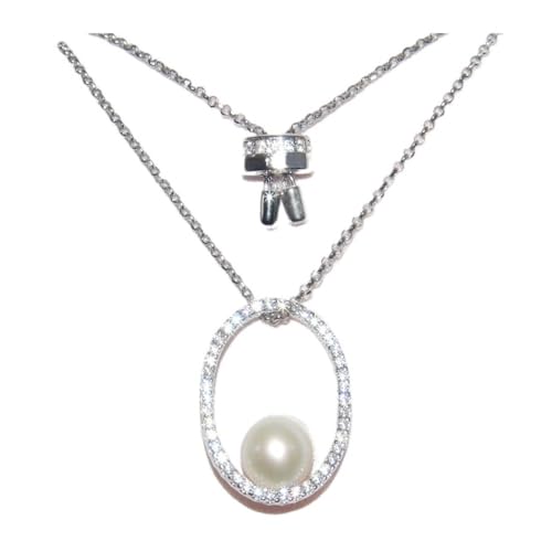 Bamboo Sea Halsketten, Halskette aus S925-Sterlingsilber for Damen mit eingelegter Diamant-Kragenkette mit Süßwasserperle, Schlichter Schmuckstil Halskette für Damen Bamboo Sea Halsketten, Halskette aus S925-Sterlingsilber for Damen mit eingelegter Diamant-Kragenkette mit Süßwasserperle, Schlichter Schmuckstil Halskette für Damen von Bamboo Sea