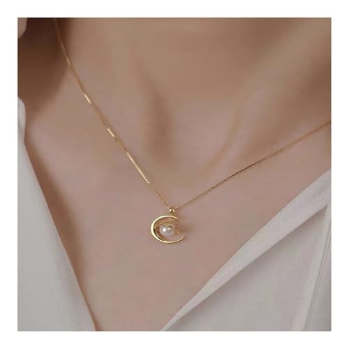 Bamboo Sea Halsketten, Halskette mit himmlischem Mond- und Sternanhänger for Frauen, Schmuck, Geschenk for den Alltag und besondere Anlässe Halskette für Damen(Gold) von Bamboo Sea