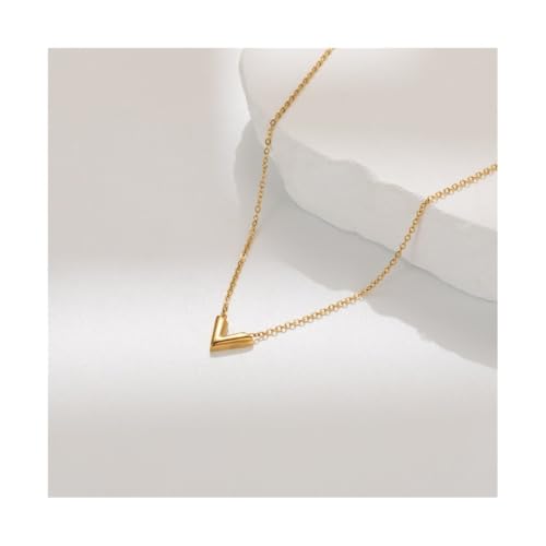 Bamboo Sea Halsketten, Kreative V-förmige Anhänger Halskette Mode Damen Legierung Halskette Schmuck Halskette für Damen(Gold) von Bamboo Sea