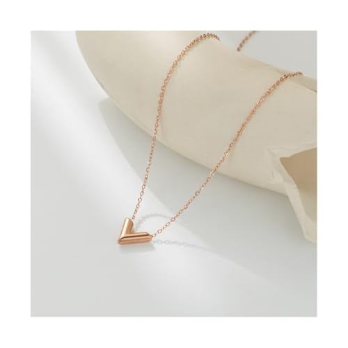 Bamboo Sea Halsketten, Kreative V-förmige Anhänger Halskette Mode Damen Legierung Halskette Schmuck Halskette für Damen(Rose Gold) von Bamboo Sea