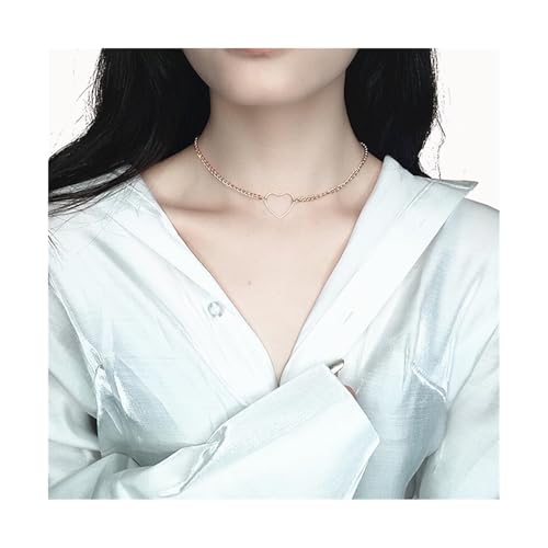 Bamboo Sea Halsketten, Metall herzförmige Halsketten Frauen Sexy Hohlschmuck Halsketten Halskette für Damen(Gold) von Bamboo Sea