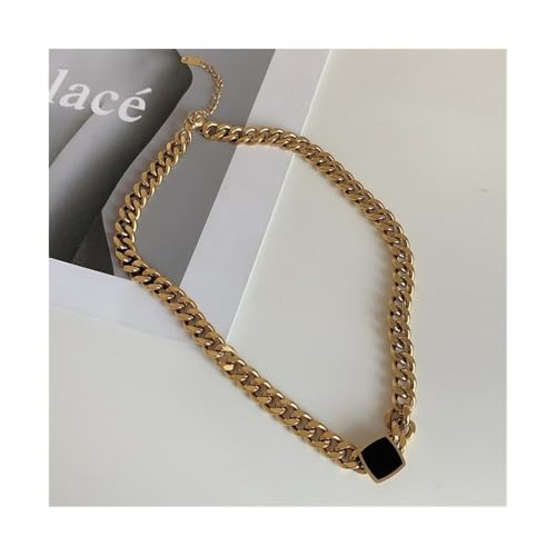 Bamboo Sea Halsketten, Personalisierte Dicke Halskette aus Titanstahl, vielseitige Schwarze quadratische Schlüsselbeinkette, Halskette Halskette für Damen Bamboo Sea Halsketten, Personalisierte Dicke Halskette aus Titanstahl, vielseitige Schwarze quadratische Schlüsselbeinkette, Halskette Halskette für Damen von Bamboo Sea