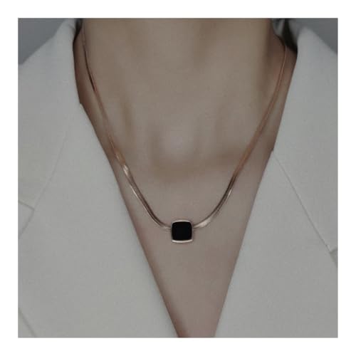 Bamboo Sea Halsketten, Schwarze quadratische geometrische Halskette for Damen, minimalistischer, eleganter Anhänger, Schmuck for Alltag und Party Halskette für Damen Bamboo Sea Halsketten, Schwarze quadratische geometrische Halskette for Damen, minimalistischer, eleganter Anhänger, Schmuck for Alltag und Party Halskette für Damen von Bamboo Sea
