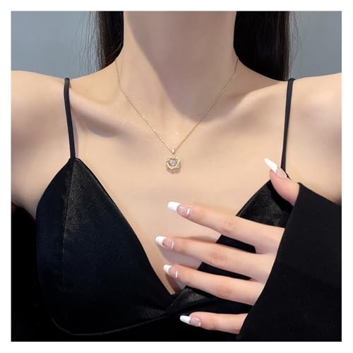 Bamboo Sea Halsketten, Springende Sterne, weibliche Schlüsselbeinkette, springendes Herz, Accessoires, Halskette aus Titanstahl Halskette für Damen(Gold) von Bamboo Sea