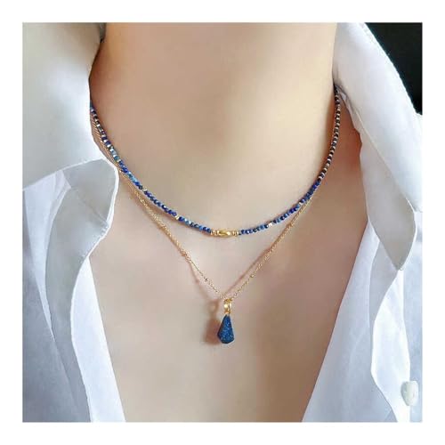 Bamboo Sea Halsketten, Stapelbare Wassertropfen-Halskette for Damen – Kleinblaue Schlüsselbeinkette, minimalistischer Lagenschmuck Halskette für Damen von Bamboo Sea
