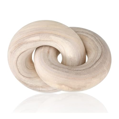 Bamboo Sea Wohndeko 2 Link Holz Kette Dekor Couchtisch Holz Knoten Hand geschnitzt Moderne Bauernhaus Ornament(Wood) von Bamboo Sea