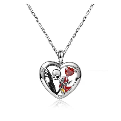 Halsketten, Halloween kreative herzförmige Totenkopf-Halskette, einfache Diamant-Schlüsselbeinkette, Herren- und Damen-Accessoires Halskette für Damen Halsketten, Halloween kreative herzförmige Totenkopf-Halskette, einfache Diamant-Schlüsselbeinkette, Herren- und Damen-Accessoires Halskette für Damen von Bamboo Sea