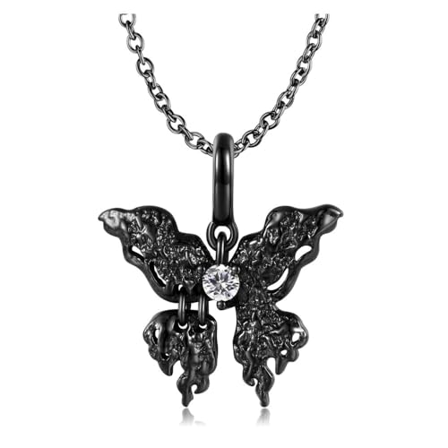 Halsketten, S925 Sterling Silber Halskette, galvanisierter schwarzer Goldzirkon for Männer und Frauen Halsketten, Halloween Schmetterling Halskette Schmuck Halskette für Damen Halsketten, S925 Sterling Silber Halskette, galvanisierter schwarzer Goldzirkon for Männer und Frauen Halsketten, Halloween Schmetterling Halskette Schmuck Halskette für Damen von Bamboo Sea