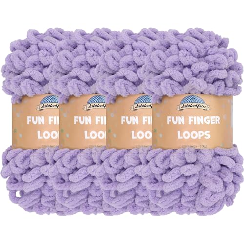BambooMN Finger-Strickgarn – Fun Finger Loops Garn – 100% Polyester – Lila – 4 Knäuel von BambooMN