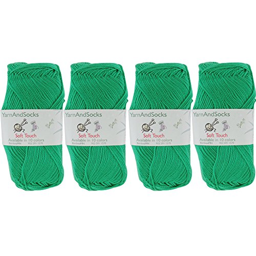 BambooMN JubileeYarn Soft Touch Garn, 4 x 50 g Knäuel, Acrylsockengewicht, Weingrün von BambooMN