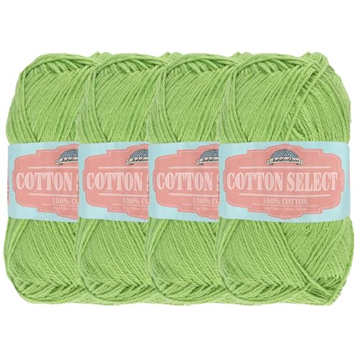 Cotton Select Sport Weight Garn, 100% feine Baumwolle, 4 Knäuel, Farbe 307, Limeadegrün von BambooMN