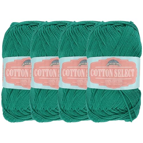 Cotton Select Sport Weight Garn, 100% feine Baumwolle, 4 Knäuel, Farbe 406, Meergrün von BambooMN