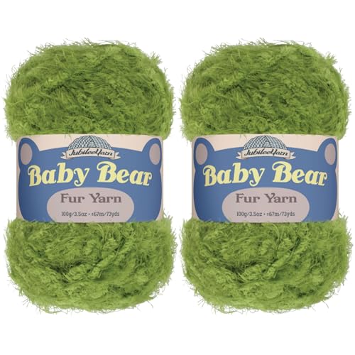 JubileeYarn Baby-Bär-Garn, dickes Polyesterfell, 100 g/Knäuel, Limettengrün, 2 Knäuel JubileeYarn Baby-Bär-Garn, dickes Polyesterfell, 100 g/Knäuel, Limettengrün, 2 Knäuel von BambooMN