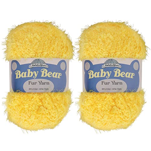 JubileeYarn Baby-Bär-Garn, dickes Polyesterfell, 100 g/Knäuel, Gelb, 2 Knäuel von BambooMN