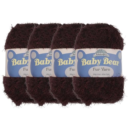 JubileeYarn Baby-Bären-Garn – grobes Polyesterfell – 100 g/Knäuel – Braun – 4 Knäuel von BambooMN
