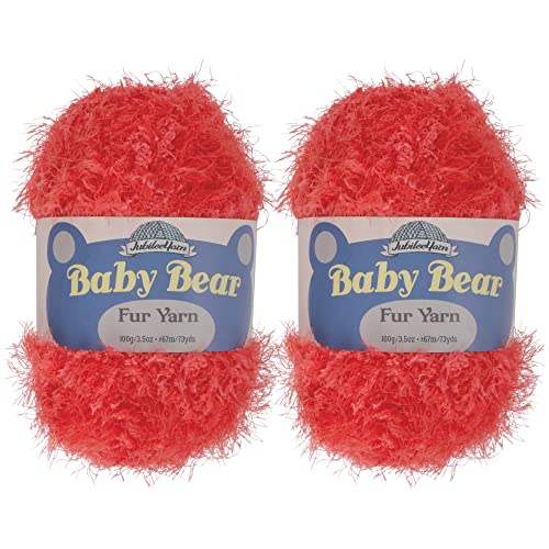 JubileeYarn Baby-Bären-Garn – grobes Polyesterfell – 100 g/Knäuel – Candy Red – 2 Knäuel von BambooMN