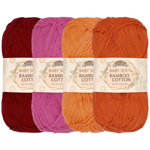 JubileeYarn Baby-Baumwollgarn, weich, 50 g/Knäuel, Orangentöne, 4 Knäuel von BambooMN