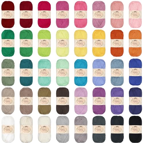 JubileeYarn Baby-Baumwollgarn, weich, 50 g/Knäuel, alle 40 Farben, 40 Knäuel JubileeYarn Baby-Baumwollgarn, weich, 50 g/Knäuel, alle 40 Farben, 40 Knäuel von BambooMN