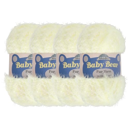 JubileeYarn Babybär-Garn, grobes Gewicht, Polyesterfell, 100 g/Knäuel, elfenbeinfarben, 4 Knäuel von BambooMN