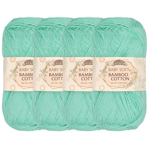 JubileeYarn Babyweiches Bambus-Baumwollgarn, 50 g/Knäuel, Caribbean Reef, 4 Knäuel von BambooMN