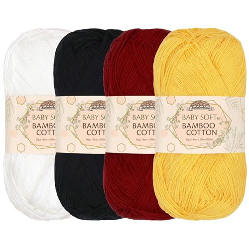 JubileeYarn Babyweiches Bambus-Baumwollgarn, 50 g/Knäuel, Kontrastfarben, 4 Knäuel JubileeYarn Babyweiches Bambus-Baumwollgarn, 50 g/Knäuel, Kontrastfarben, 4 Knäuel von BambooMN