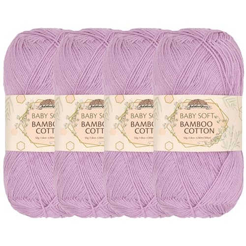 JubileeYarn Babyweiches Bambus-Baumwollgarn, 50 g/Knäuel, Lilacs, 4 Knäuel JubileeYarn Babyweiches Bambus-Baumwollgarn, 50 g/Knäuel, Lilacs, 4 Knäuel von BambooMN