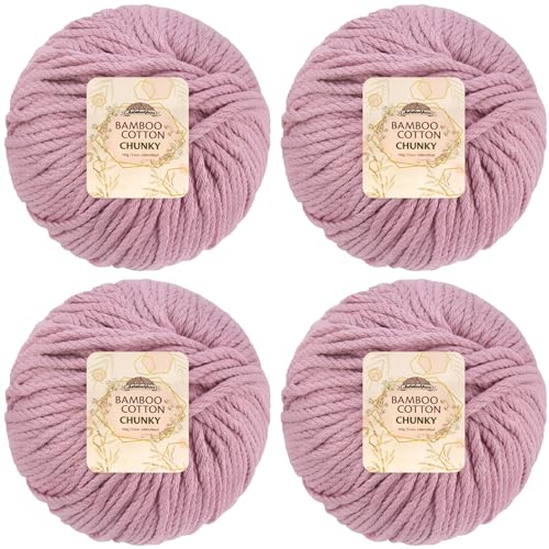 JubileeYarn Bambus-Baumwollgarn – 100 g/Knäuel – Cotton Candy – 4 Knäuel von BambooMN