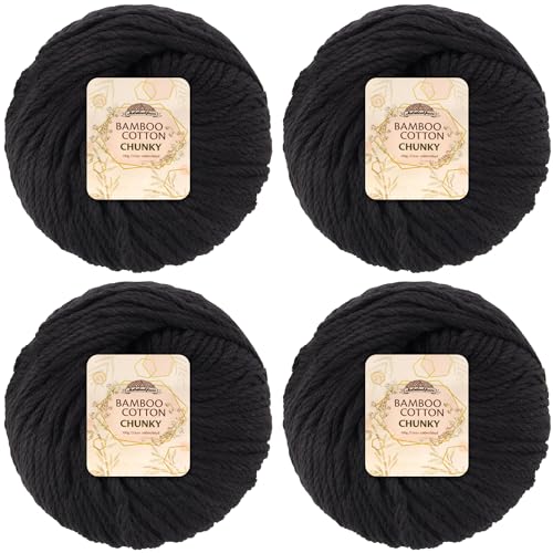 JubileeYarn Bambus-Baumwollgarn – 100 g/Knäuel – Mitternachtsschwarz – 4 Knäuel JubileeYarn Bambus-Baumwollgarn – 100 g/Knäuel – Mitternachtsschwarz – 4 Knäuel von BambooMN