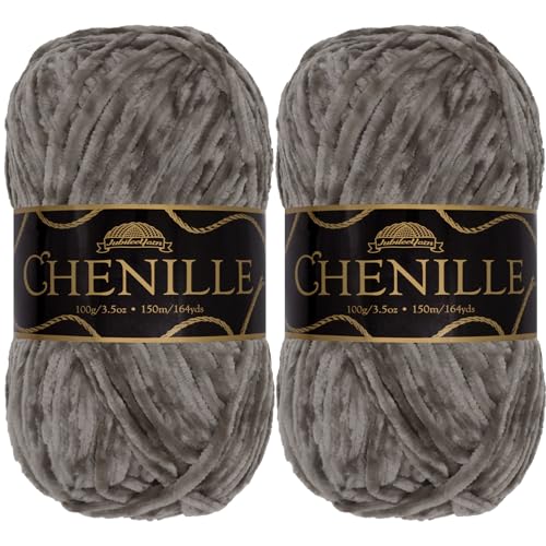 JubileeYarn Chenille-Garn, Kammgewicht, 100 g/Knäuel, 2 Knäuel, 112 Nimbus von BambooMN