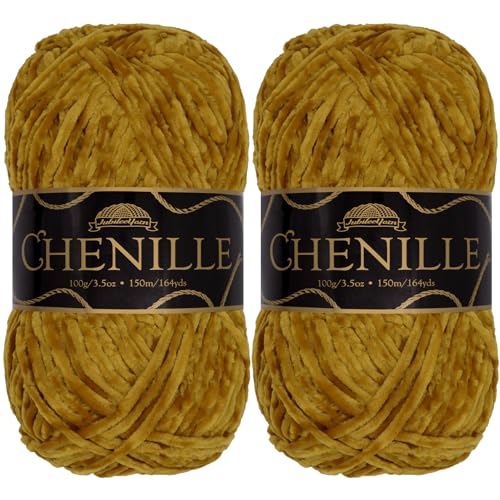 JubileeYarn Chenille-Garn, Kammgewicht, 100 g/Knäuel, 2 Knäuel, 126 Tiramisu von BambooMN