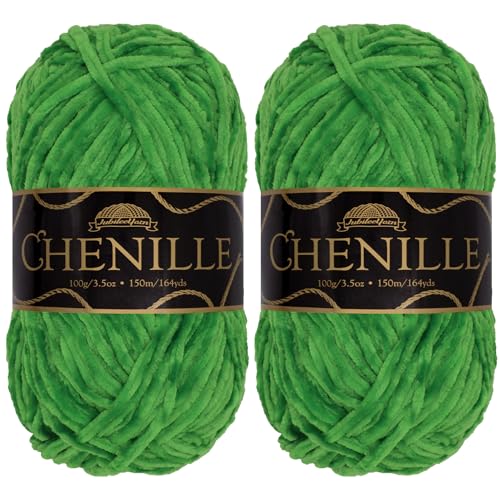 JubileeYarn Chenille-Garn, Kammgewicht, 100 g/Knäuel, 2 Knäuel, 128 Serpentin von BambooMN